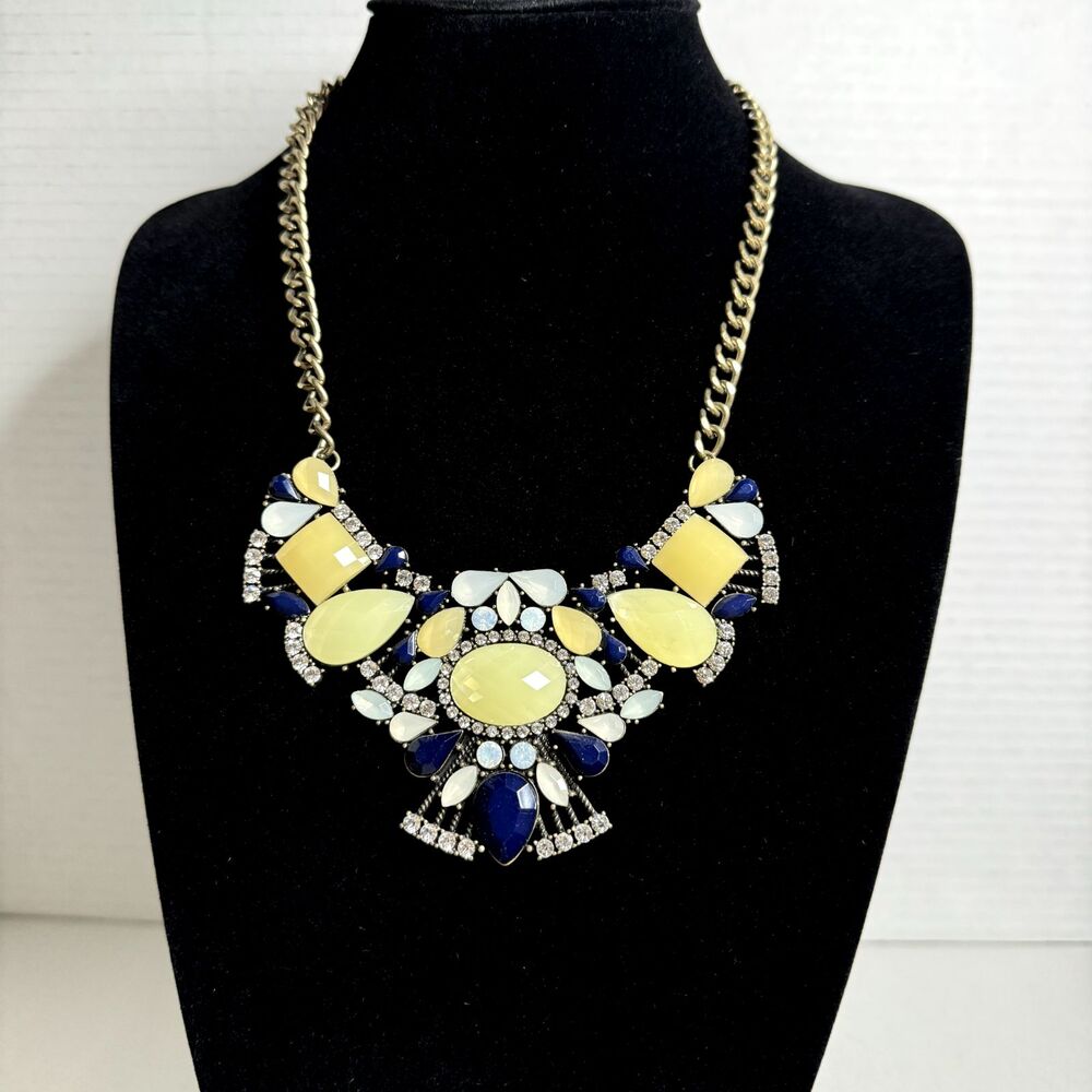 Park Lane Lotus Blossom Statement Necklace Blue Yellow